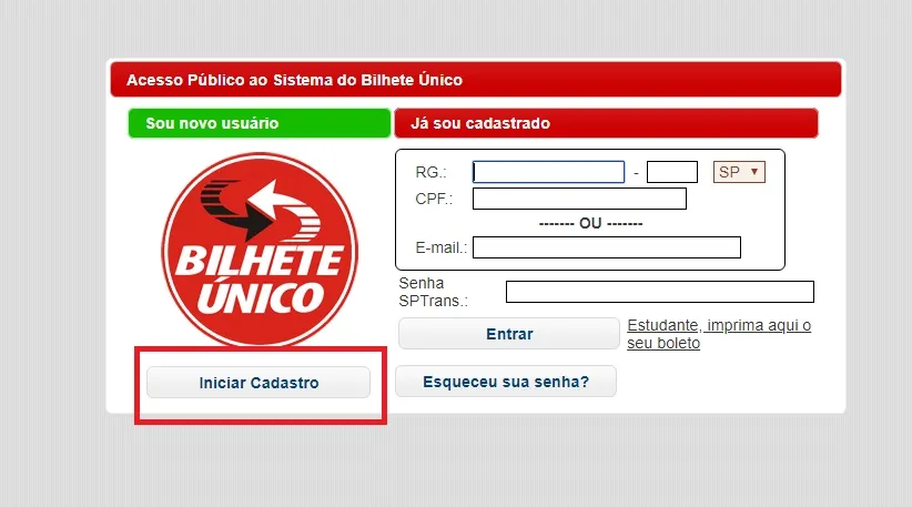 Registre-se no sistema
