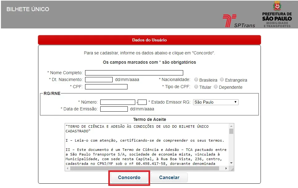 Complete as informações