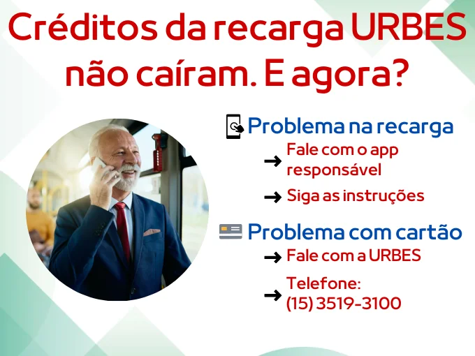 Fiz recarga URBES online, mas os créditos não caíram. E agora?