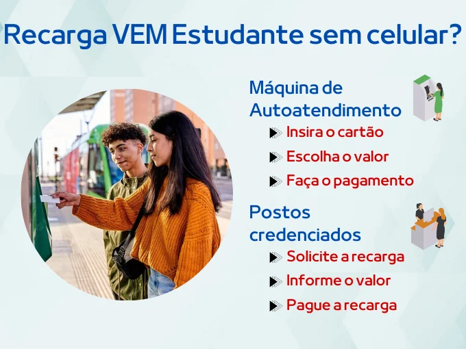 Como fazer recarga VEM Estudante se estiver sem celular?